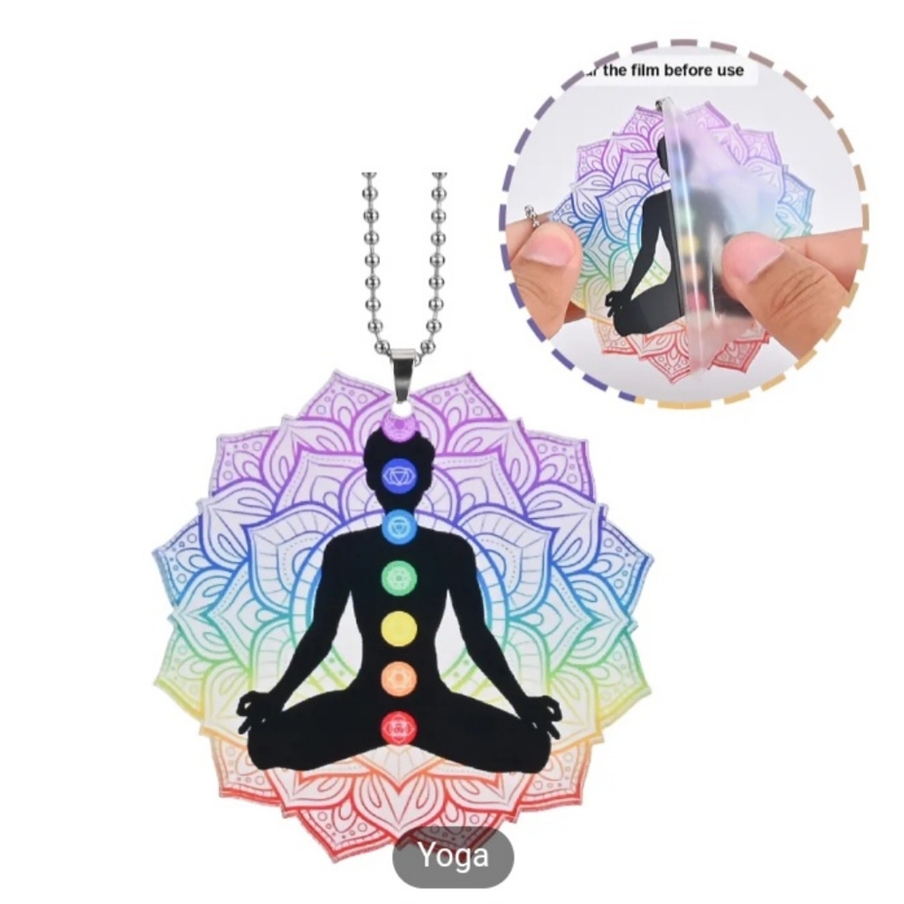 Source Unknown Rainbow Chakra Yoga Pendant Necklace
